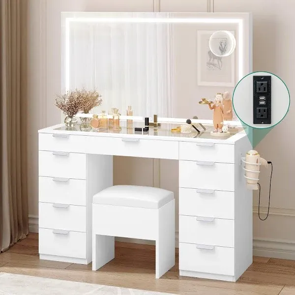 Yitahome 46'' Vanity Desk Led Illuminated Mirror Power Outlet