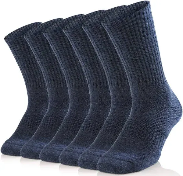 SOX TOWN Unisex Cushioned Crew Training Athletic Socks Men & Women with Combed Cotton Moisture Wicking Breathable Performance(NavyBlue XL)