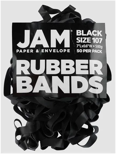 Durable Rubber Bands - Size 107 - Black Multi-Purpose Rubberbands - 50/Pack