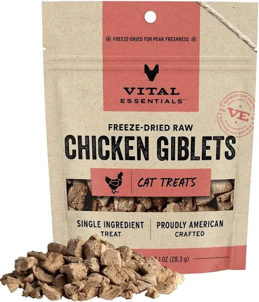 Vital Essentials Cat Freeze-Dried Chicken Giblets Treats - 1.0 oz