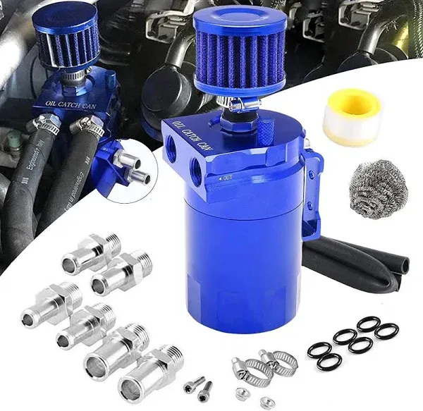 Oil Catch Can Kit Reservoir Baffled Tank with Breather Filter Universal Aluminum