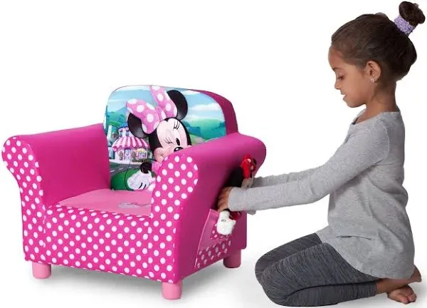 Delta Children Minnie Mouse Kids Upholstered Chair with Sculpted Plastic Frame