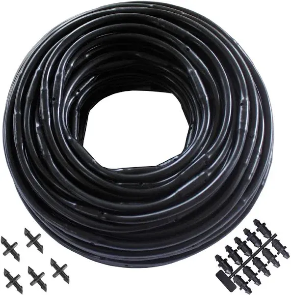 1/4" Irrigation Dripline Tubing (100 Ft Roll) - 6" Emitter Spacing - 1/4" Drip Irrigation Fittings Included