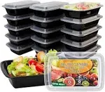 Ezalia 15 Pack Meal Prep Containers 32oz Plastic Food Prep Containers Reusable Le