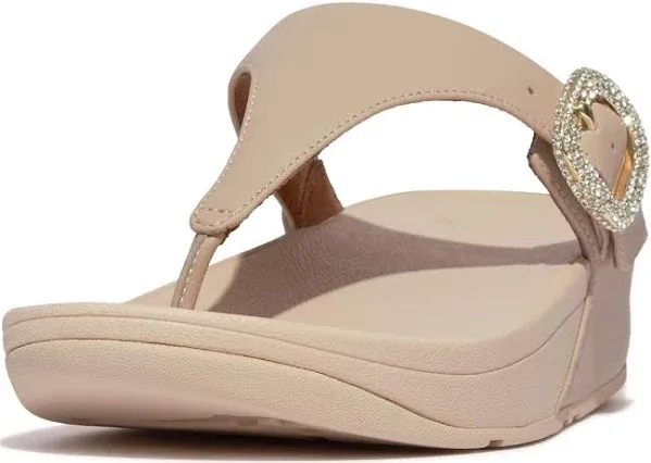 Fitflop | ® Lulu Crystal Buckle Leather Toe-Post Sandal | Realry