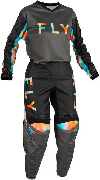 Fly Racing 2023 Women's F-16 Grey/Pink/Blue Moto Gear Set - Pant and Jersey Combo