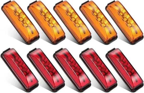 Partsam 10Pcs 3.9 inch 3LED Side Marker Clearance Lights with Reflectors for Rv Truck Trailer Camper Ute Utv