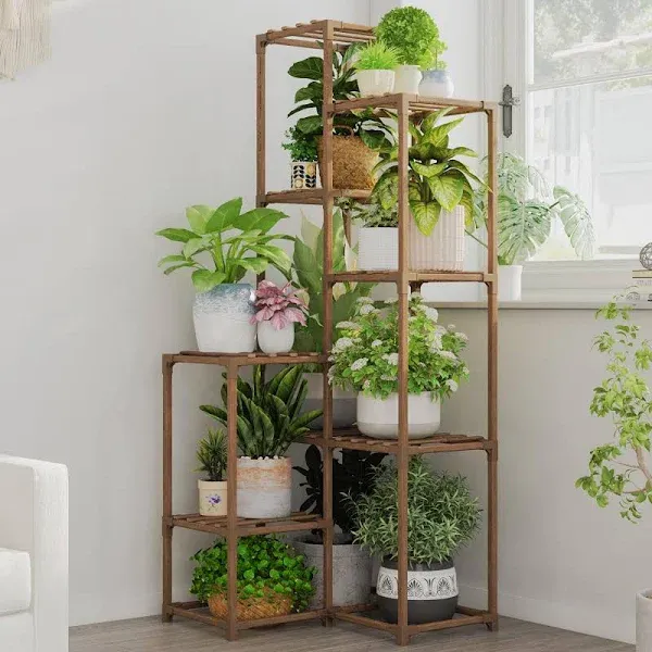 5-Tiers Wooden High Corner Plant Shelves