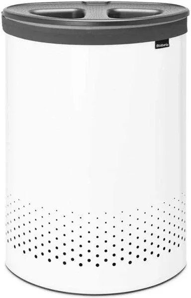 Brabantia Laundry Hampers Liner Portable Round in White W/ Black Lid (1-Pack)