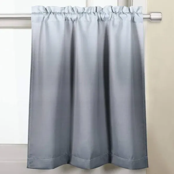  36 Inch Length Ombre Curtain Blackout Rod Pocket Short Curtain  30&#034; X 36&#034; Grey