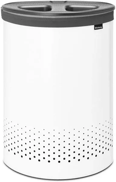 Brabantia Laundry Hampers Liner Portable Round in White W/ Black Lid (1-Pack)