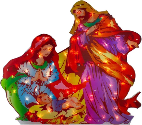 Lighted Holy Family Nativity Scene Christmas Outdoor Decoration - 38" - Clear Lights