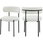 Sherwood Solid Back Boucle Side Chair (Set of 2) AllModern Leg Color: Matte Black, Upholstery Color: Cream Velvet