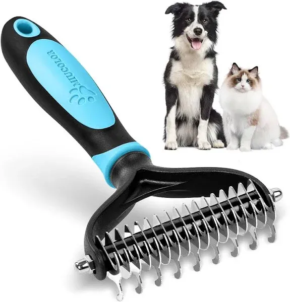 MIU COLOR Pet Grooming Brush, 2 Sided Undercoat Rake for Dogs  Assorted Colors 