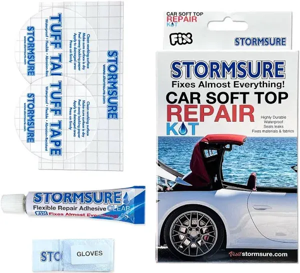 Car Soft Top Roof Convertible Hood Repair Kit Includes Patches &amp; Glue Stormsure