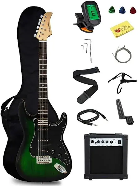 EG39-TGRB-10W Beginner Series Electric Guitar with Case, Strap, Cable, Capo, and