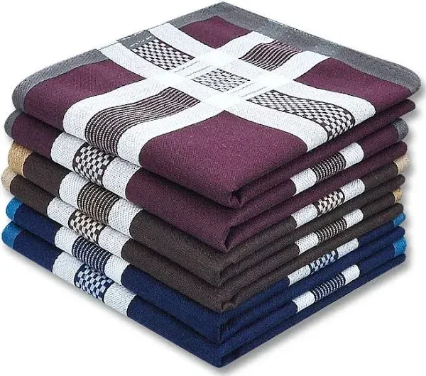  Soft Men&#039;s Cotton Handkerchiefs with Assorted Color 6 Piece Gift Set Pattern 7