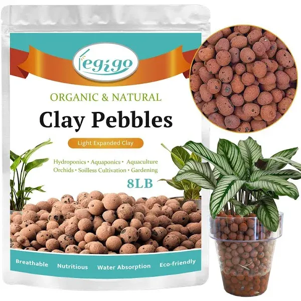 Legigo 15 LBS Organic Expanded Clay Pebbles, 4mm -16mm Light Expanded Clay Ag...