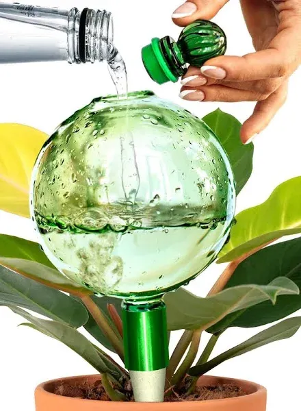 Plant Watering Globes XL With Terracotta Self Watering Planter Insert - Hand-blown 16 Oz Glass Self Watering Globes For Indoor Plants - Automatic Plant Waterer Indoor Gifts For Plant Lovers [3 Globes]