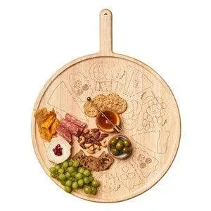 Meg Quinn Wooden Round Charcuterie Map Board