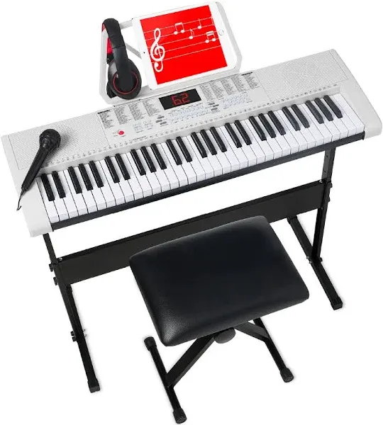 61-Key Beginners Electronic Keyboard Piano Set w/ 3 Modes, Microphone