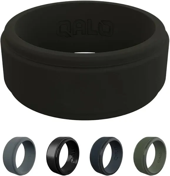 Qalo Men's Polished Step Edge Silicone Ring