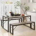 Aiho 45.5" Dining Table Set for 4 with 2 Benches for Kitchen, Dining R