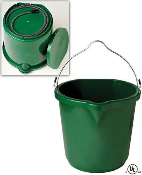 Farm Innovators FB-120 24 Quart Plastic Flat Back Heated Bucket with Metal Handle, Built in Thermostat, and Hidden Cord Compartment, 120 Watt (3 Pack)