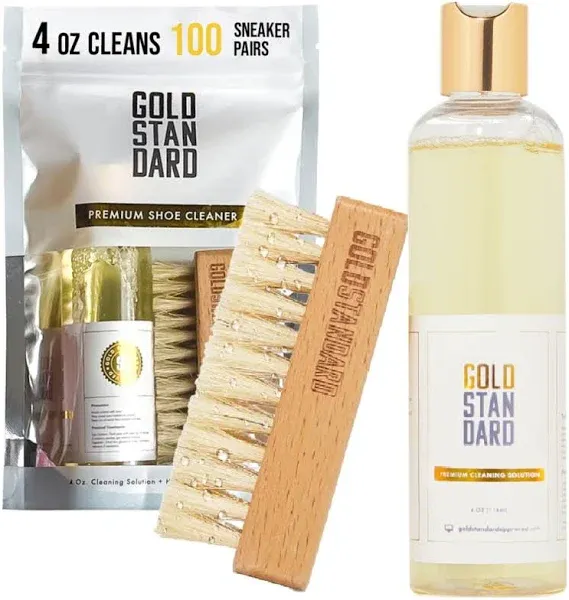 Gold Standard Premium Shoe Cleaner Kit Brush &amp; Solution Leather, Suede, Canvas