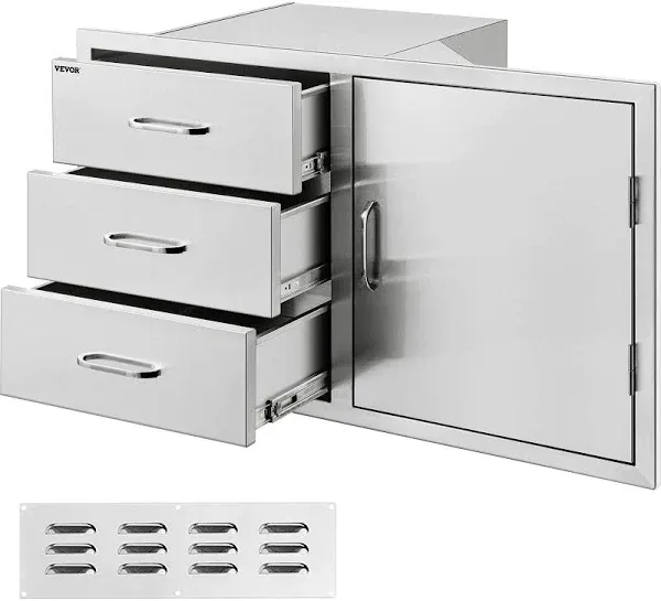 VEVOR 33-inch Stainless Steel Outdoor Kitchen Door Drawer Combo