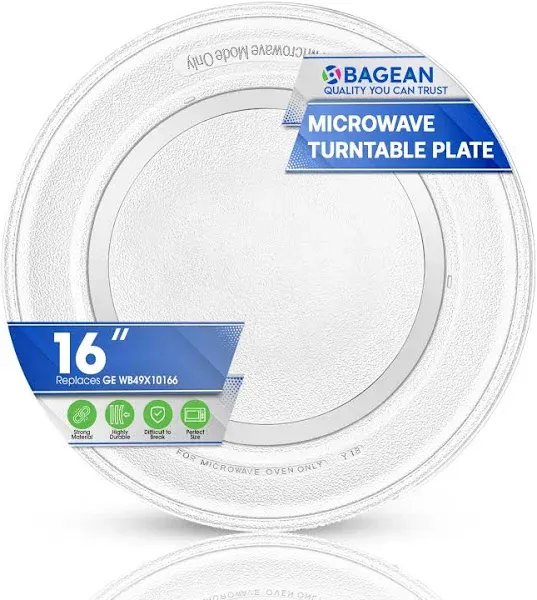 Microwave Plate Replacement 16 inch Fits WB49X10189 GE FMicrowave Glass Plate - Exactly Replaces Rotating Microwave Turntable Plate - Durable Oven Microwave Tray Dish For Better Reheating and Cooking