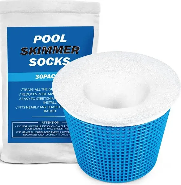 APLUSTE 30-Pack of Pool Skimmer Socks, Pool Filter Socks for Filters, Baskets, and Skimmers