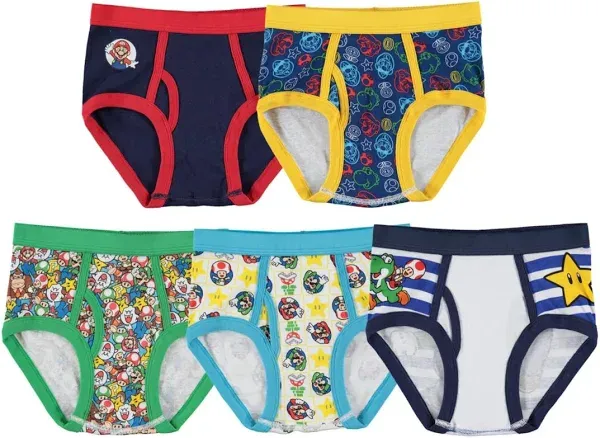 Set of 5 Boys Super Mario Underwear Size 6