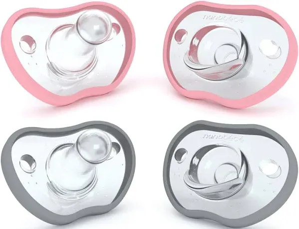 Nanobébé US Flexy Pacifiers, Pink-White / 0-3 Months / 4-Pack