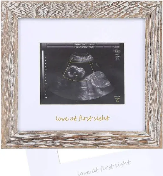 IHEIPYE Baby Love at First Sight Sonogram Keepsake Frame - Ultrasound Picture Frame - Pregnancy Announcement Frame for Expecting Parents, Gender Reveal Party, Grandparents, Rustic White