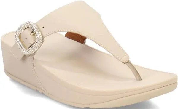 Women's FitFlop Lulu Crystal-Buckle Leather Toe-Post Sandals