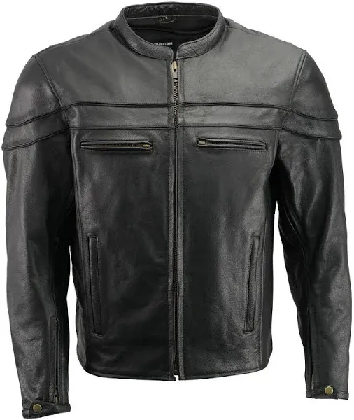 Men's Premium Leather Crossover Vented Motorcycle Jacket with Removable CE Armor