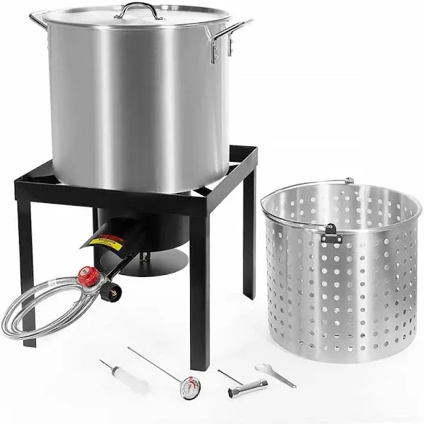 64 Qt. X-Large Outdoor Aluminum Turkey Deep Fryer Pot and Burner Kit