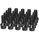 Dynofit 14x1.5 28mm Shank OEM Lug Bolts, 20pcs Solid Black Ball Seat 48mm Tall Stock/Factory Lug Studs for A1 A2 A3 A4 A5 A6 A7 A8 S1 S2 S3 S4 S5 S6