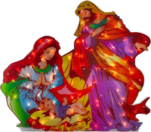 Northlight 38&#034; Lighted Holy Family Nativity Scene Christmas Outdoor Decoration