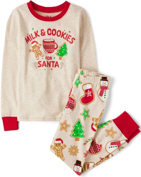 Unisex Kids Christmas Cookie Snug Fit Cotton Pajamas - Tan