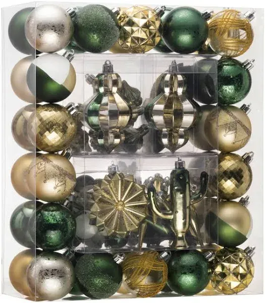 The Holiday Aisle 100ct Assorted Shatterproof Gold and Green Christmas Tree Ornaments