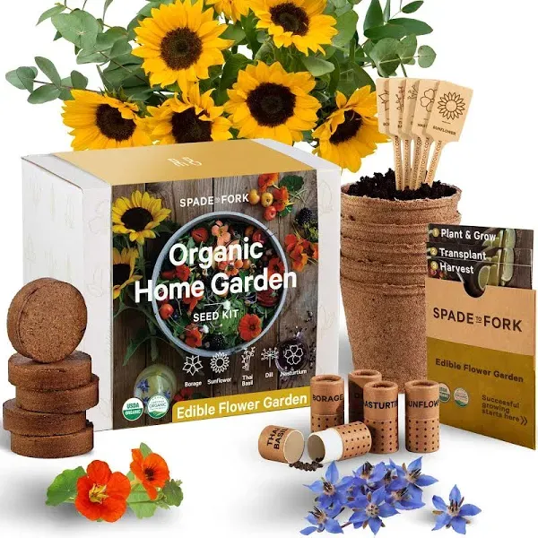 Spade To Fork Organic Home Garden Seed Kit Edible Flower Garden