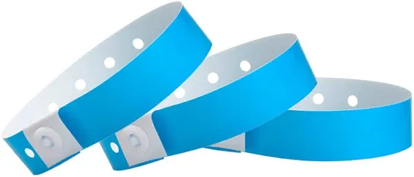 WristCo Neon Blue Plastic Secure Snap Wristbands