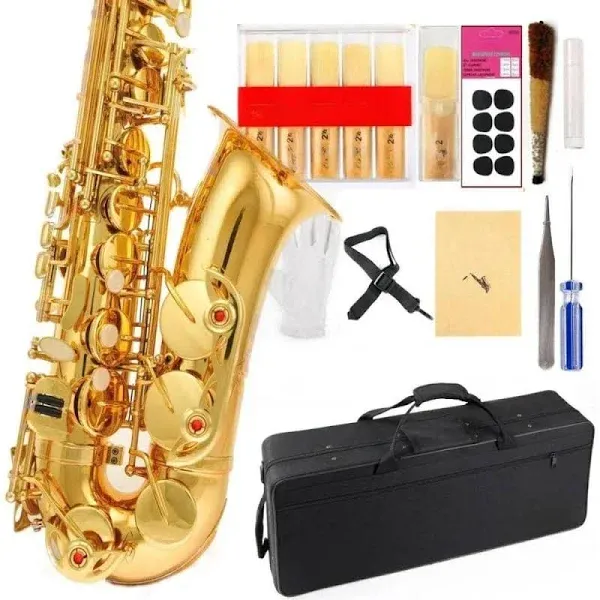 Glory Gold Laquer E Flat Alto Saxophone with 11reeds,8 Pads cushions,case,<wbr/>car...