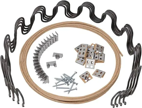 House2Home 15 inch Sofa Upholstery Spring Replacement Kit- 4pk Springs, Clips, Wire for Furniture Chair Couch and Recliner Repair Includes