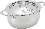 Bialetti Oval 6 Quart Multi-Pot with Strainer Lid, Whole Pasta, Corn, Lobster, Stainless Steel