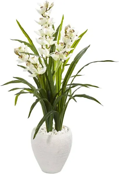 Unknown1 4-Foot Orchid Artificial Plant in White Planter