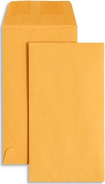 Blue Summit Supplies 500#7 Coin Envelopes, Gummed Seal, 28 lb Brown Kraft Coin Envelopes, for Holding Coins and Keys, Number 7 Size, 3 1/2” X 6 1/2”, 500 Pack