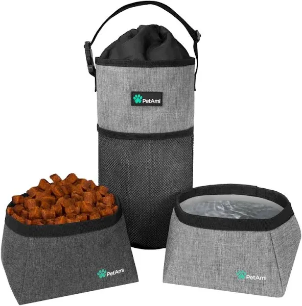 PetAmi Travel Dog Food Bag Pet Collapsible Dog Bowls Set, Dog Kibble Bag, Pet